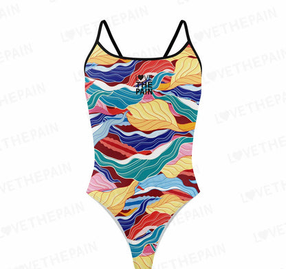 Love The Pain Spaghetti straps Women Swimwear Back Swimsuit One Piece Comfortable Suit printing Functional Swimwear