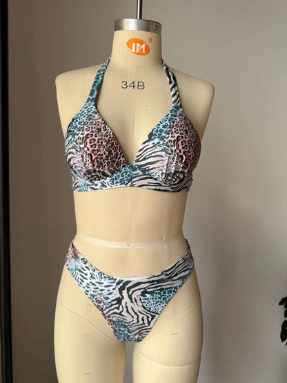 Bikini Sets for Women Halter Two Piece Swimwear Low Waist Quick Dry High Stretch Beachwear Beach Bathing Suit