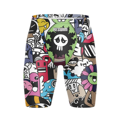 Men's Swim Jammer Athletic Practice Knee-Length Swimsuit Shorts Beach Tights Shorts Swim Pool Pants Swimming Trunks Swimwear
