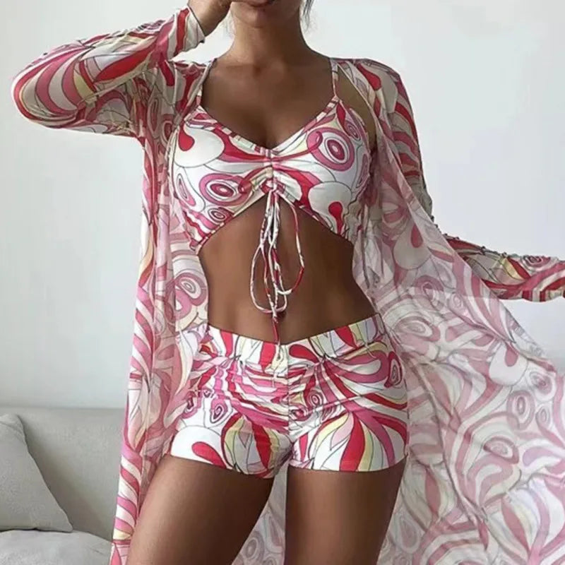 Color Print Swimsuits Bikini Sets Female Swimwear Sports Beach Wear Two-Piece Bathing Suit Girls Pool Women Swimming Suit