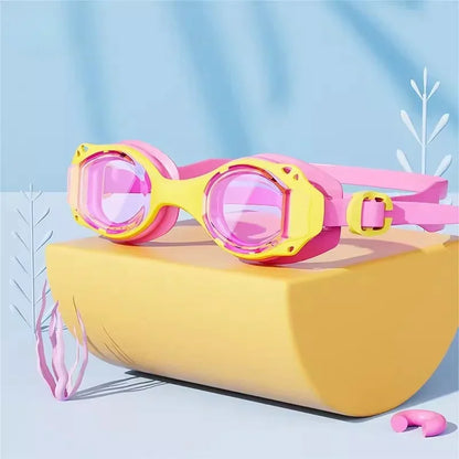 Colorful Kids Swimming Goggles Adjustable HD Waterproof Anti Fog Water Sports Swimming Cap Eyewear for Children