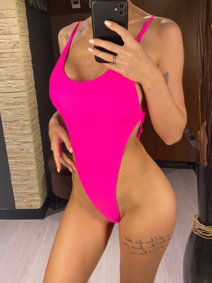 XS -L High Leg Monokini Extreme String Mini Micro Thong One Piece Swimsuit Women Swimwear Female Bather Bathing Suit