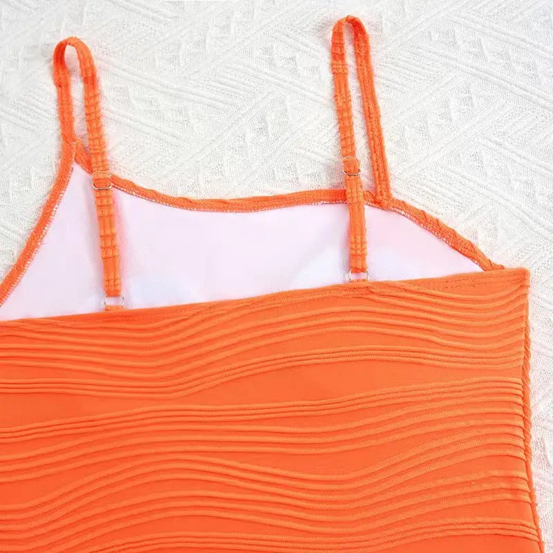 Girls Strappy Swimsuit One Piece Solid Kids Swimwear Orange Children Swimming Bathing Swim Suit Beachwear