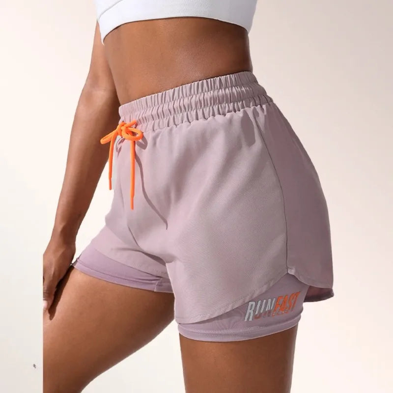 Outdoor Sports Shorts Anti Walking Light Speed Dry and Fake Two Piece Hip Lifting Shaping Drawstring Three Part Fitness Sports Pants