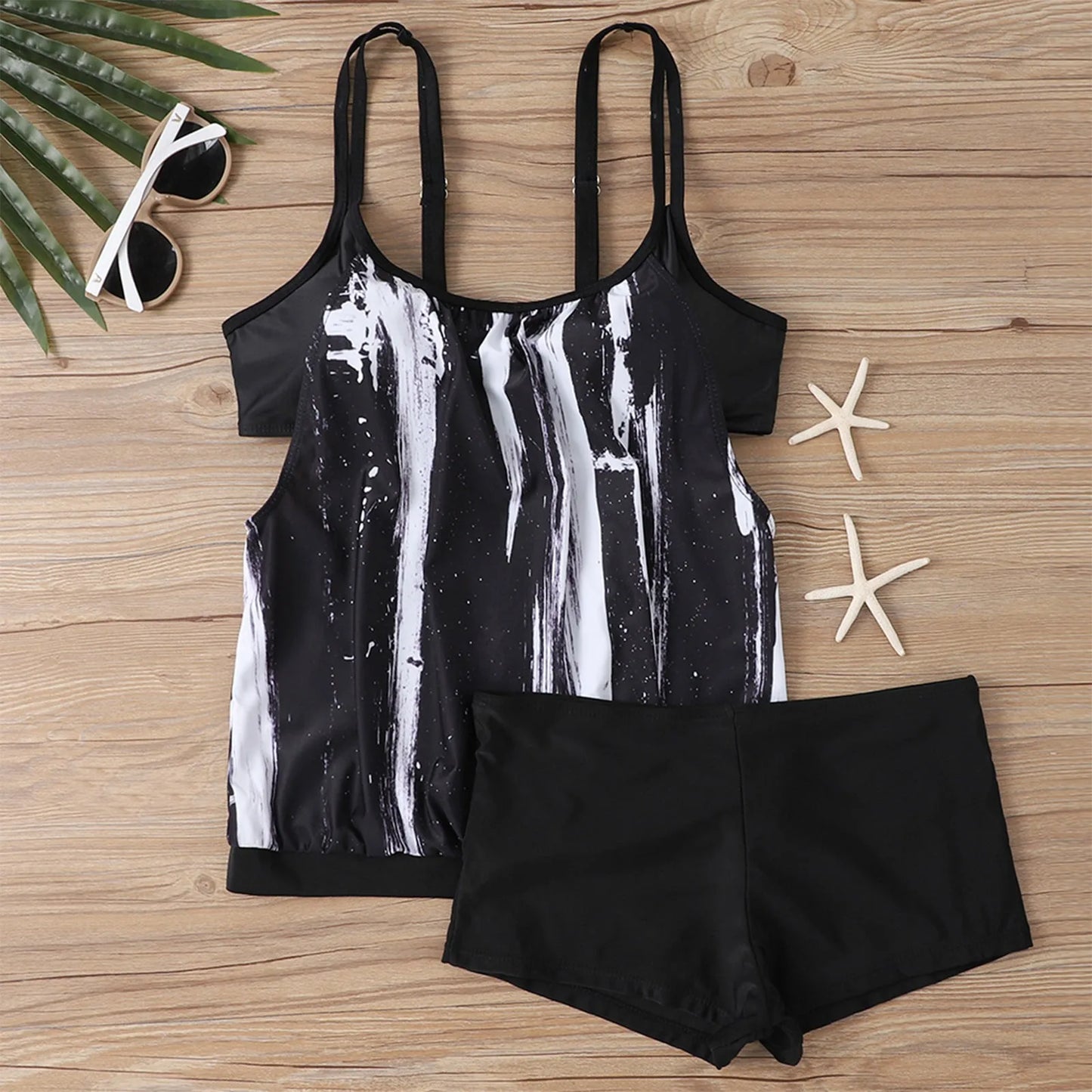 Women'S Printed Sling Split Boxer Shorts Bikini Plus Size Swimsuit Two Piece Comfortable