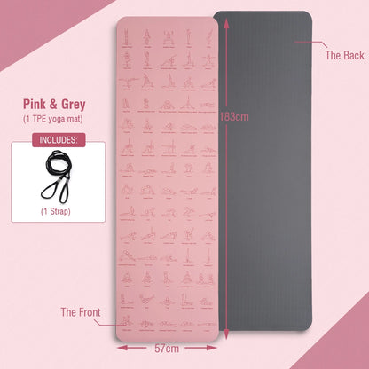 Yoga Mat Exercise Mats 6mm TPE Non-Slip Extra Thick High-Density Eco Friendly for Yoga Workout Pilates Yoga Mats for Women Men