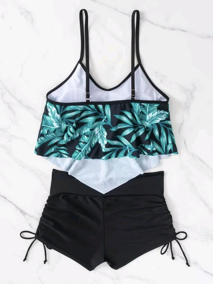 Ruffle Sports Bikini Set Two Piece Swimsuit Women With Shorts Swimwear Female Bathing Swimming Suit Beach Wear Summer