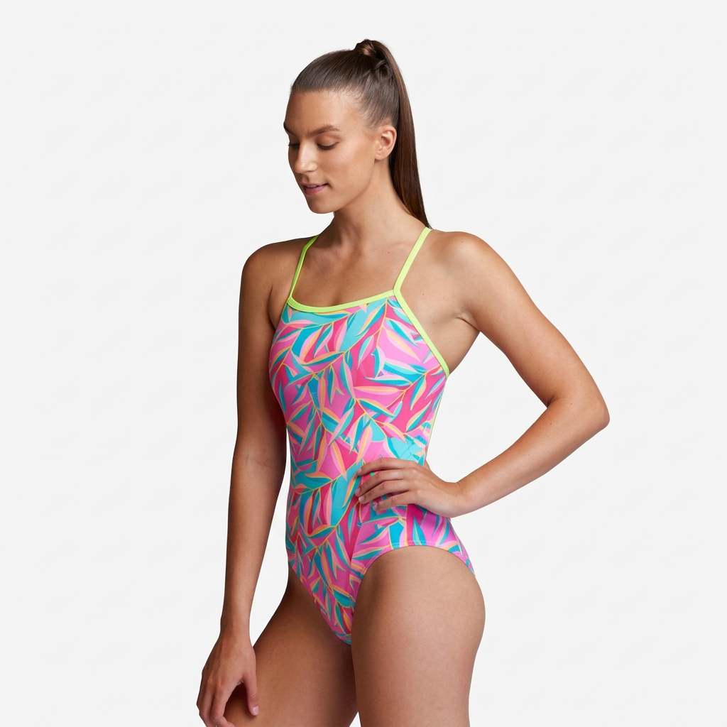 Women's Unpadded Printed One-Piece Training Swimsuit