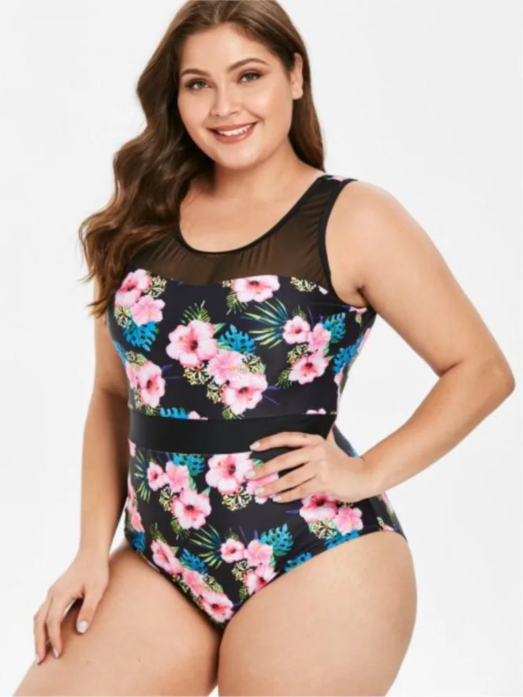 One Piece Plus Size High Waist Swimsuit Women Push Up Large Size Swimsuit Summer Mujer Big Size Tummy Control Swimwear
