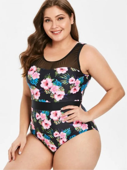 One Piece Plus Size High Waist Swimsuit Women Push Up Large Size Swimsuit Summer Mujer Big Size Tummy Control Swimwear
