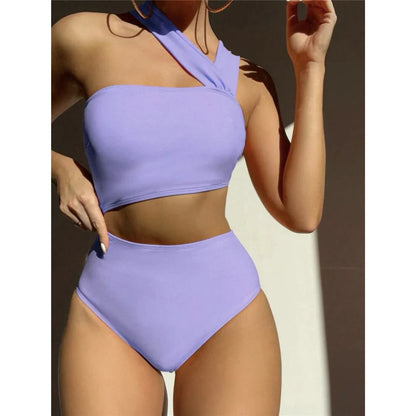 S - XL 13 Colors Asymmetric Cut Out One Piece Swimsuit Women Swimwear Female One Shoulder Padded Bather Bathing Suit Swim