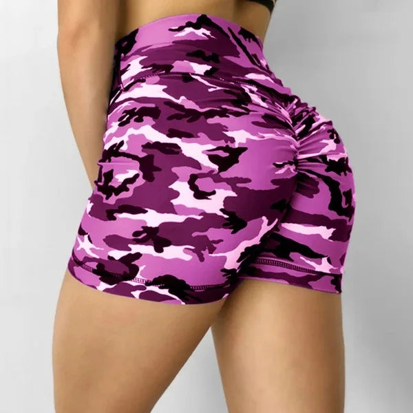 Women's Shorts Fashion Camouflage Printing Drawcord High Waist Shorts Casual Sports Pants Fitness Jogging Shorts