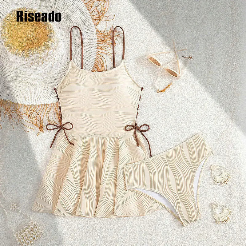 One Piece Swimsuit for Women Tummy Control Swim Dress Crisscross Ruched Skirted Bathing Suit with Bottom Large Size