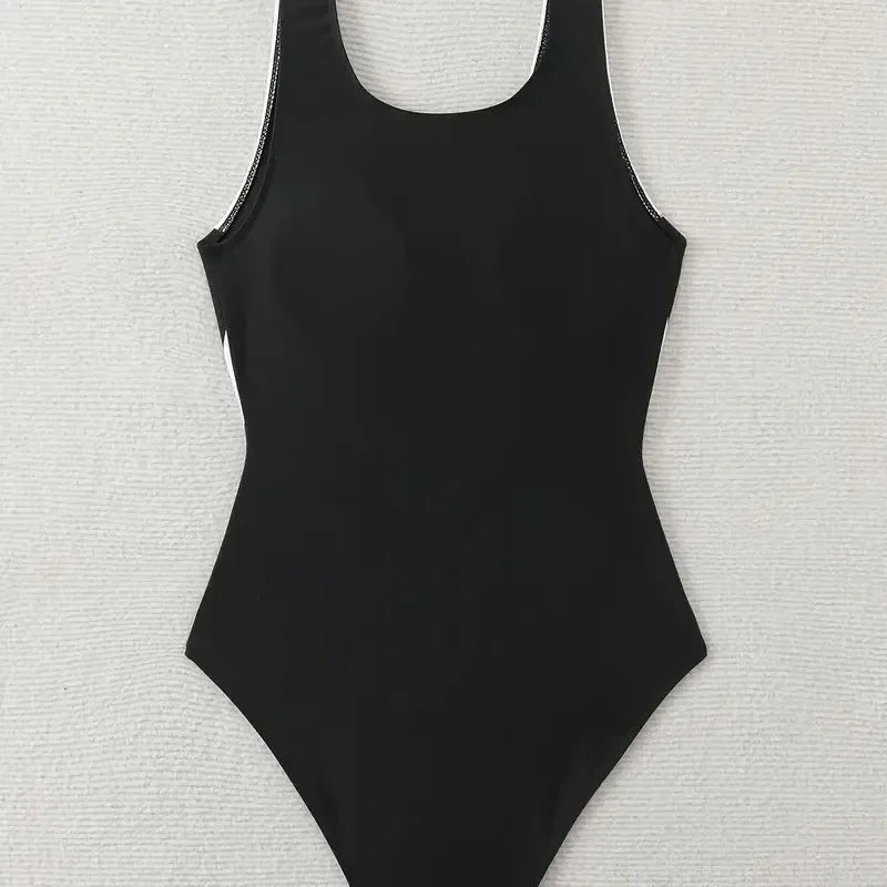 Comfortable Triangular One-Piece Swimsuit Women's Sporty Fashionable Competitive Style  Swimwear