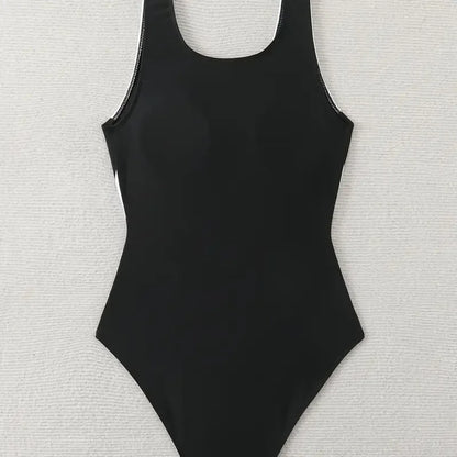 Comfortable Triangular One-Piece Swimsuit Women's Sporty Fashionable Competitive Style  Swimwear