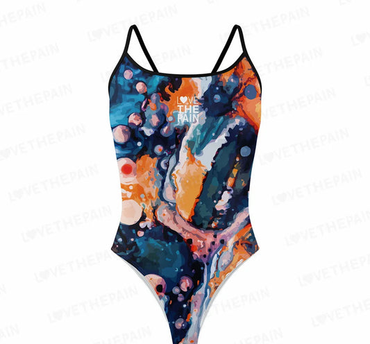 Love The Pain One Piece Swimsuit Women's Swimsuit for training Or Competition Thin Strap Triangle Swimsuit Sports Function Training Competition Swimsuit