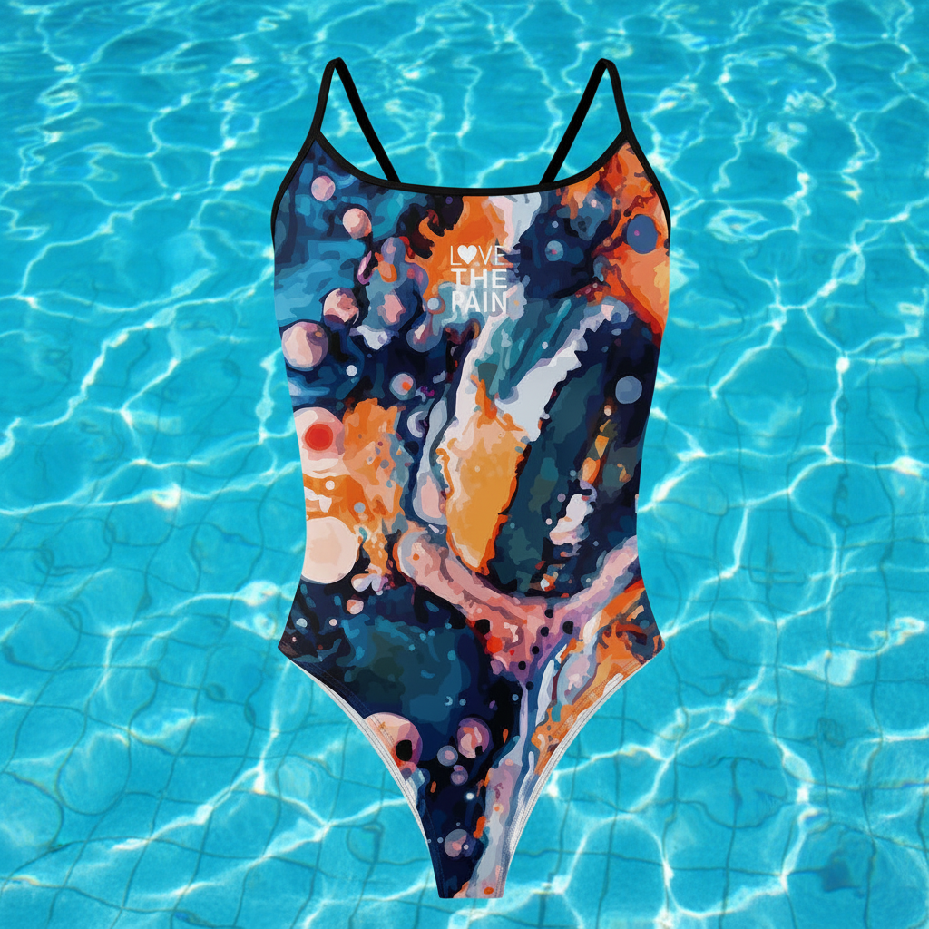 Love The Pain One Piece Swimsuit Women's Swimsuit for training Or Competition Thin Strap Triangle Swimsuit Sports Function Training Competition Swimsuit
