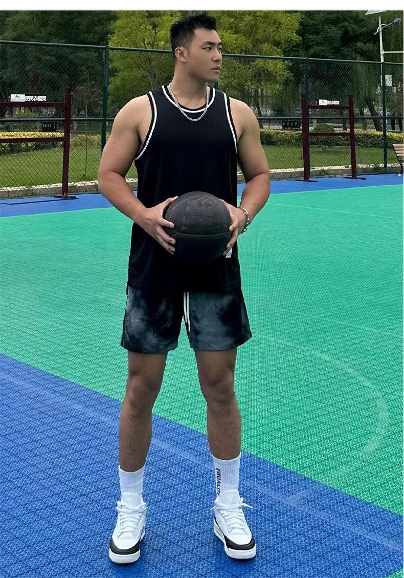 Men's Basketball Vest Clothing Oversized Sleeveless T-Shirt Sports Fitness Round Neck Tank Top Muscle Training Running Vest