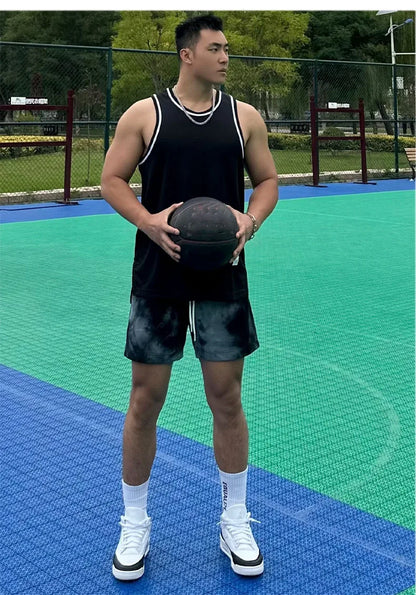 Men's Basketball Vest Clothing Oversized Sleeveless T-Shirt Sports Fitness Round Neck Tank Top Muscle Training Running Vest