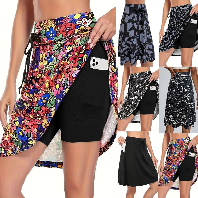 Women Skirts Skort Skirts Running Outdoors Sport Skirt Pockets Fitness Casual Shorts