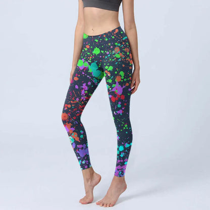 High Waisted Yoga Pants Leggings for Women Bamboo Print Workout Tights Non-See Through Gym Fitness Running Athletic Wear