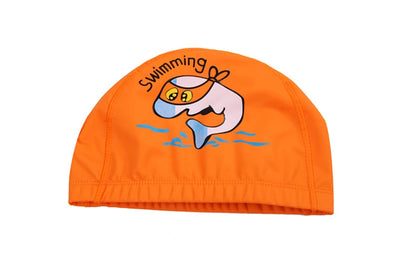 Kids Children Swimming Cap Waterproof PU Fabric Cute Cartoon Animal Dolphin Protect Ears Long Hair Boys Girls Swim Pool Caps Hat