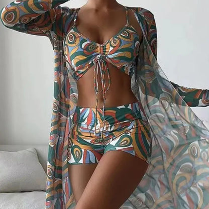 Color Print Swimsuits Bikini Sets Female Swimwear Sports Beach Wear Two-Piece Bathing Suit Girls Pool Women Swimming Suit