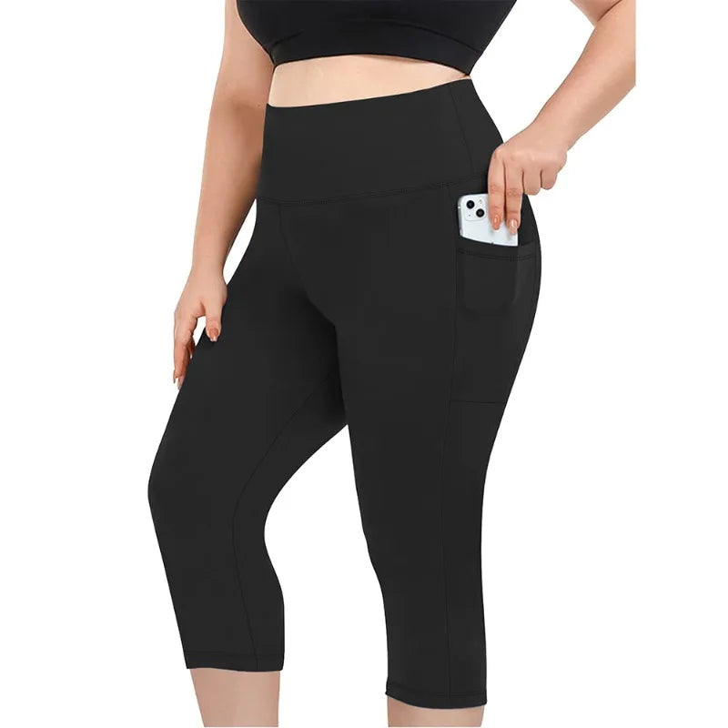 Women's Milk Silk Yoga Pants Plus Size High-Waisted Workout Leggings with Side Pockets, European Fit Gym To Street Activewear