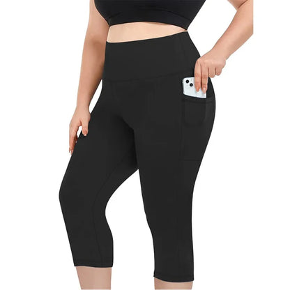 Women's Milk Silk Yoga Pants Plus Size High-Waisted Workout Leggings with Side Pockets, European Fit Gym To Street Activewear