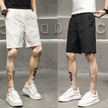 Quick-drying Shorts Men Summer Casual Five-quarter Slim Versatile Trendy Brand Beach Pants Half-piece Pants Wearing Outside