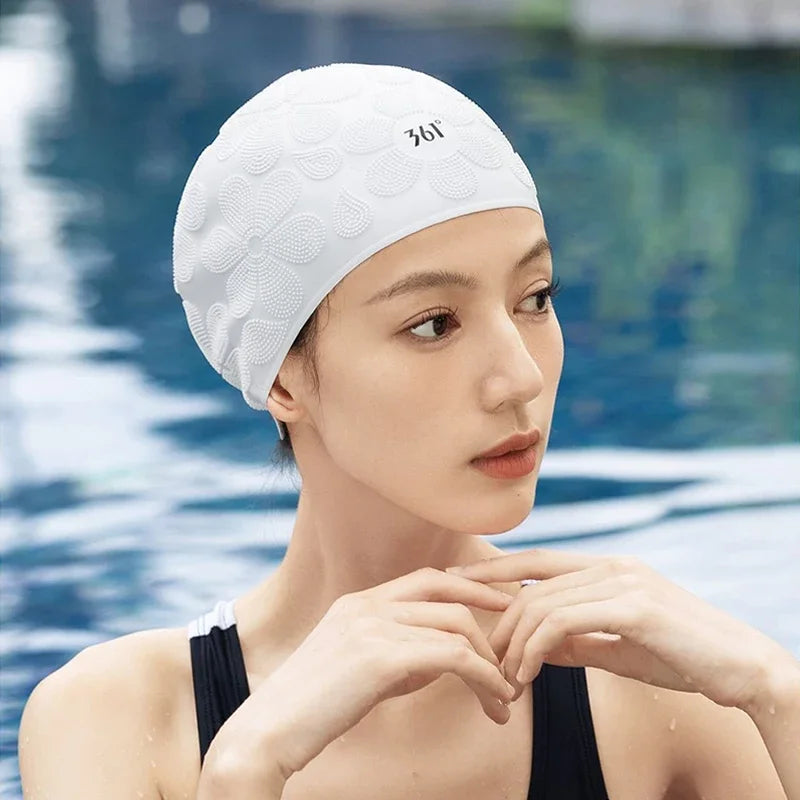 Granular Pattern Silicone Swimming Cap Women Men Non-slip Durable Flexible Pool Swim Hat Bonnet De Natation Femme