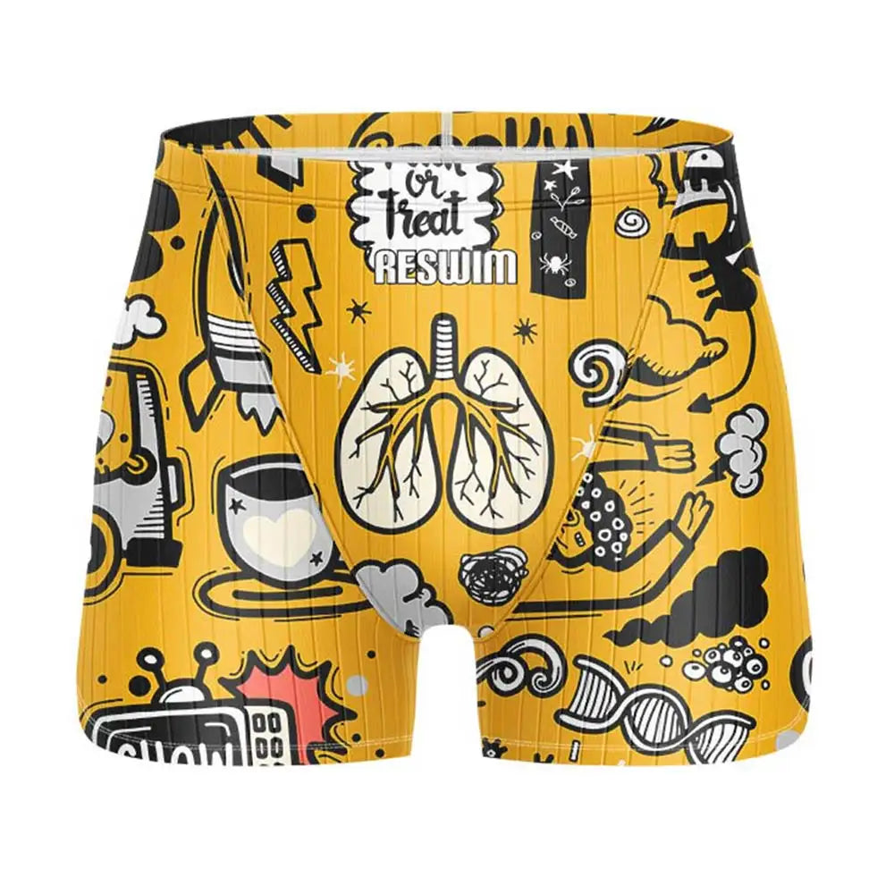 Funny Swimming Trunks Swim Jammer Swimsuit Shorts Summer Men's Athletic Training Swimwear Boys Surfing Pants Beach Tights Shorts