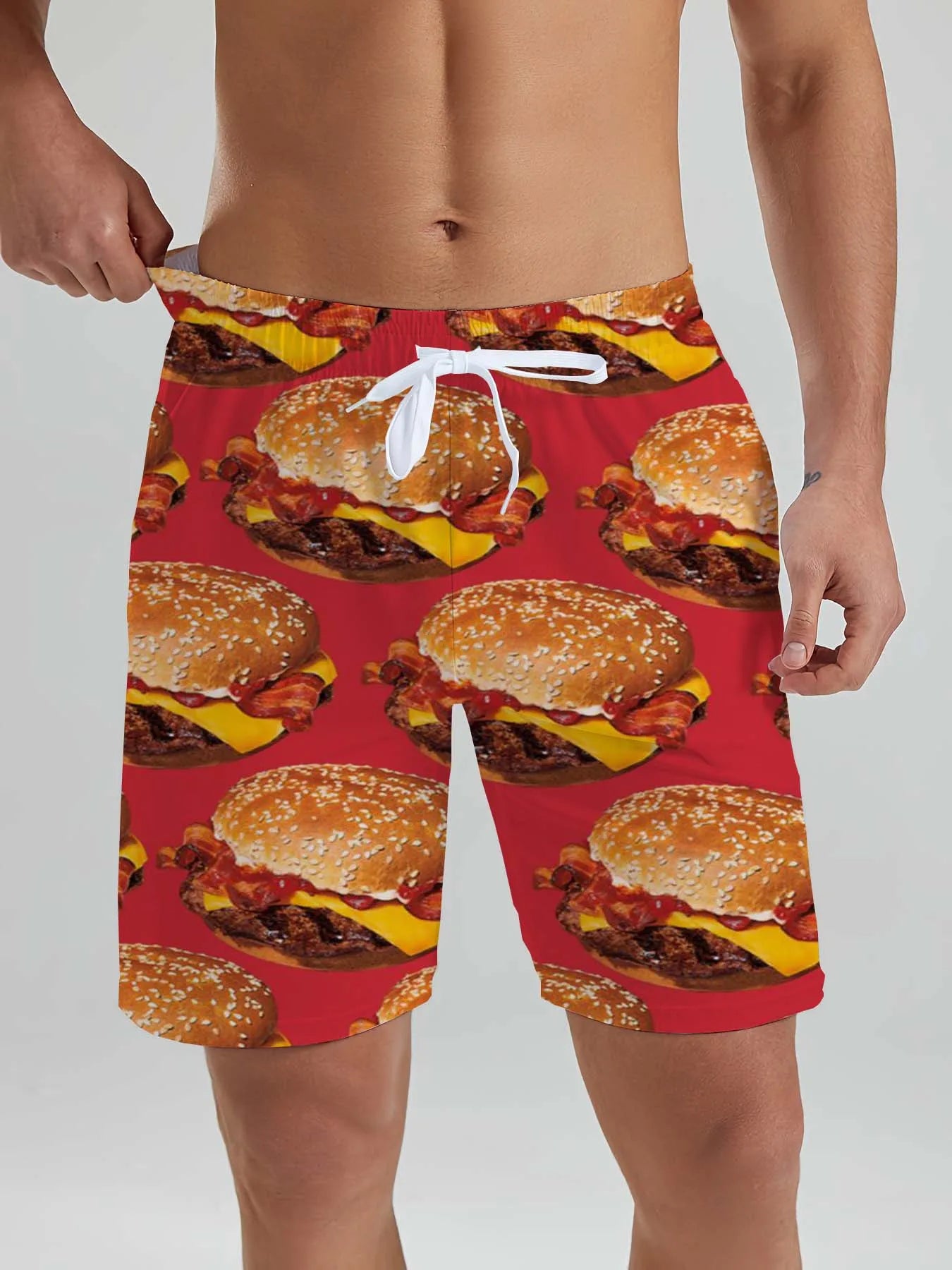Fashion Fast Food Beach Shorts Men Cool Hawaiian Vacation Swim Trunks 3D Printing Snack Short Pants Summer Surf Board Shorts