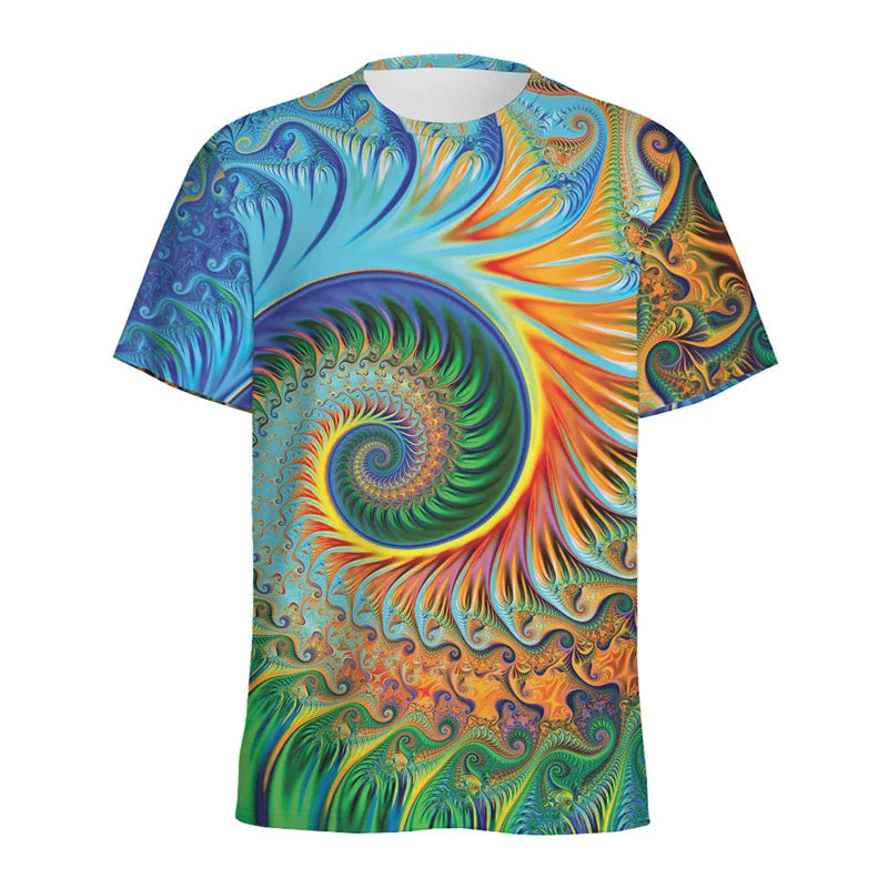 Abstract Colorful Liquid Trippy Pattern T Shirt For Men Summer Casual Round Neck Short Sleeve Tees Women Tops 3d Printed T-Shirt