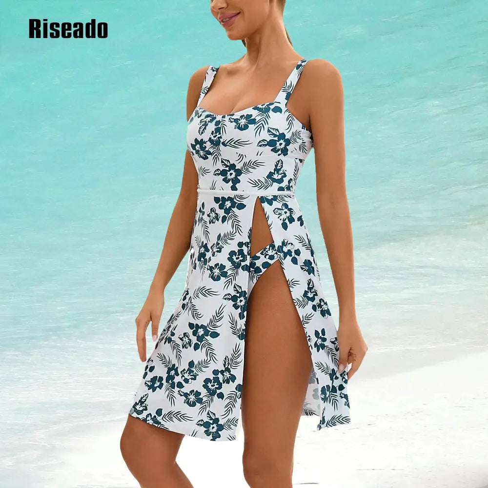 Women's 2 piece bikini  Swim Dress set Beach Wear with Cover up Swimwear Long Maxi Beach Dress
