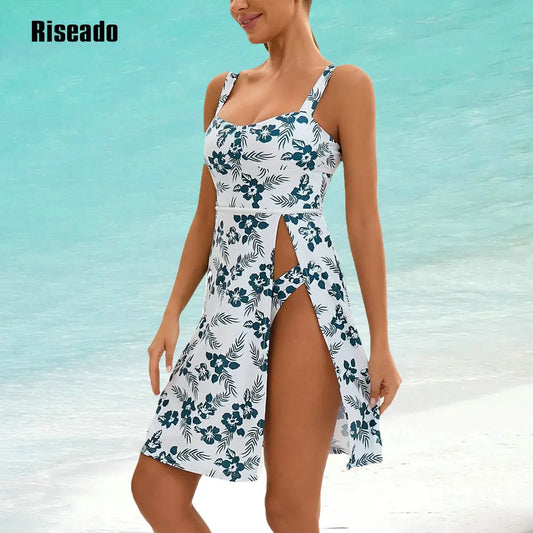 Women's 2 piece bikini  Swim Dress set Beach Wear with Cover up Swimwear Long Maxi Beach Dress