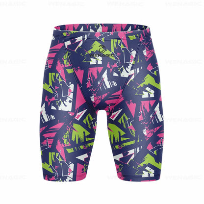 Men's Swimming Jammer Swimwear Endurance Athletic Training Swimsuit Summer Beach Swimming Trunks Diving Surf Tight Shorts