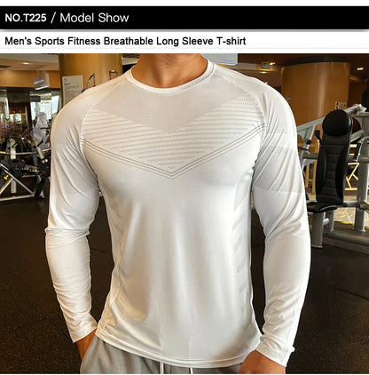 Men Fitness Compression Sport Shirt High Quality Running Long Sleeve Upper Clothing Crew Neck Sweatshirt Male Rash Guard Wicking