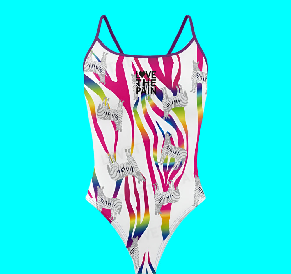 Love The Pain One Piece Swimsuit Thin Straps Versatile V-back Women's Swimwear Sports Triathlon Training Swimsuit