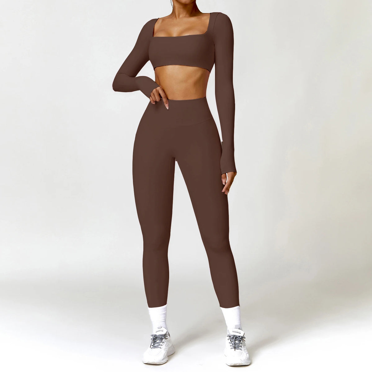 Yoga Clothes 2PCS Gym Set Sports Shorts Set Women Long Sleeved High Waist Shorts Fitness Suit Running Workout Tracksuit