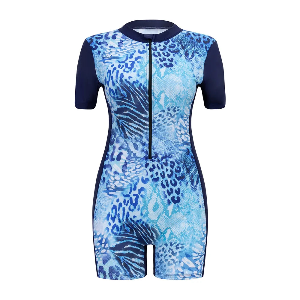 Rash Guard Swimsuits Women Onesies Printed Sports Women's Slim and Thin Surf Clothing Swimwear