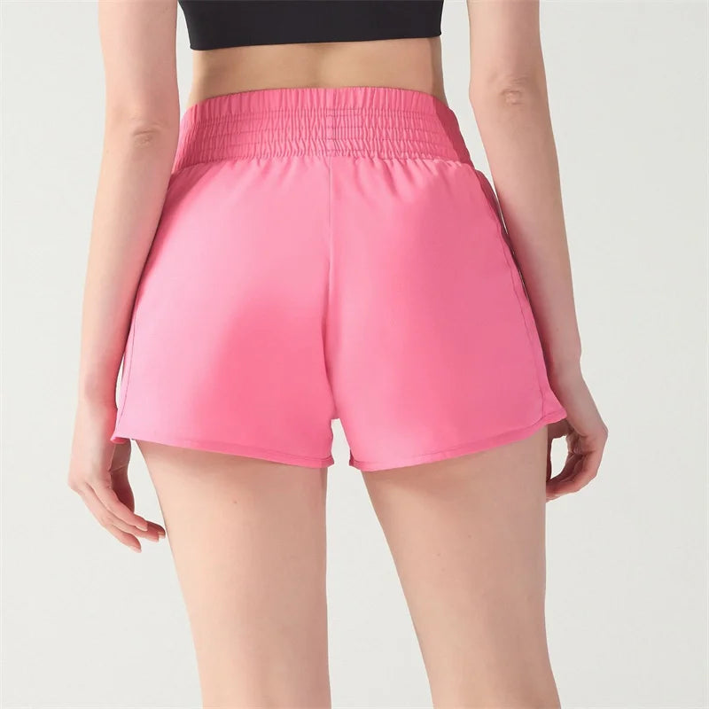 Zipper Pockets Running Shorts Women Running Shorts Tummy Control 3 Inch Quick Dry Athletic Workout Sport Shorts 2 in 1