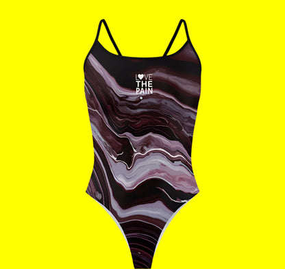 Black, Pink, Purple Love The Pain One Piece Swimsuit Women Swimwear
