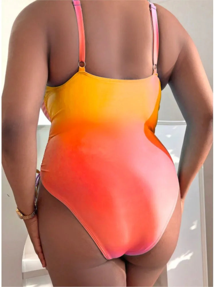 One Piece Plus Size Women Push Up Large Size Swimsuit Summer Big Size Tummy Control Swimwear Bathers