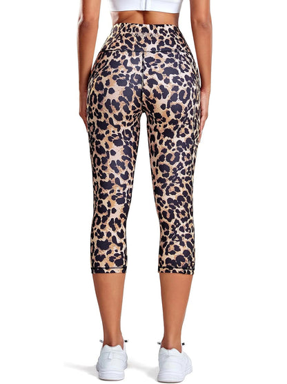 3/4 Sport Pants Women Pockets Capris Pant Leopard Female Leggings Fitness Gym High Waist Leggins Cropped Leggings