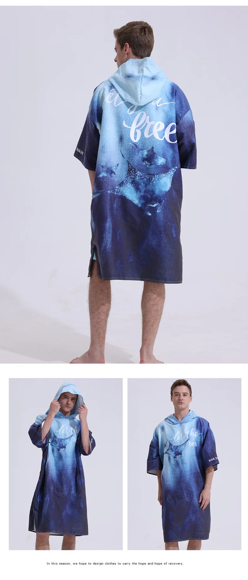 Poncho Towel Change Robe Poncho Quick-drying Hooded Bath Towel Swimming Robe Beach Swimming Surfing Towel Adult