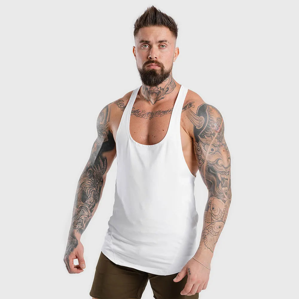 Summer Y Back Gym Stringer Tank Top Men Cotton Clothing Bodybuilding Sleeveless Shirt Fitness Vest Muscle Singlets Workout Tank