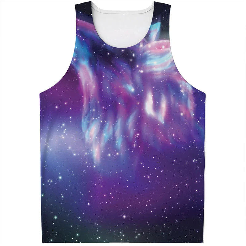 Colorful Fiery Nebula Universe Graphic Tank Tops Men Sleeveless Beach Vest Summer Street 3D Printed Galaxy Space Tee Shirt Tops