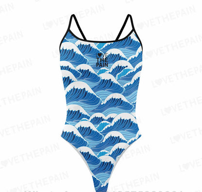 Love The Pain Spaghetti straps Women Swimwear Back Swimsuit One Piece Comfortable Suit printing Functional Swimwear