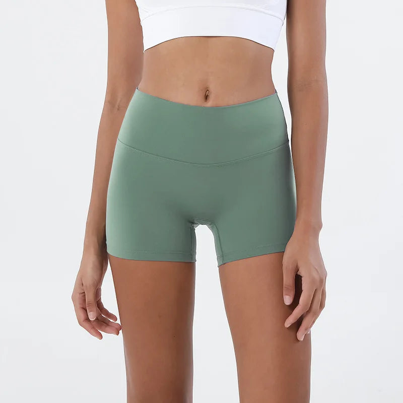 SOISOU Nylon Shorts Gym Yoga Sports Women's Cycling Shorts High Waist Elastic Tight Breathable No Awkward Lines Woman Clothing